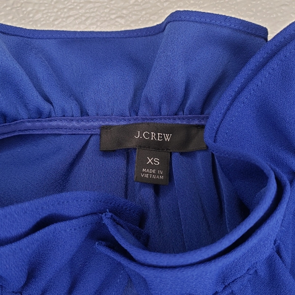 J.Crew Blue Ruffle Neck Blouse - Picture 3 of 5